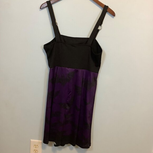 Dressfo Women’s Black Purple Bat Web Goth Dress Corset Lace L Corset Halloween - Picture 2 of 9